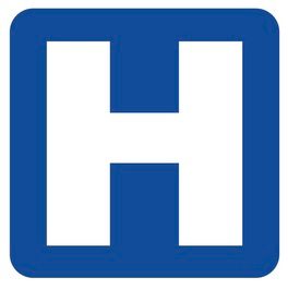 Vector illustration of hospital blue signpost on white background