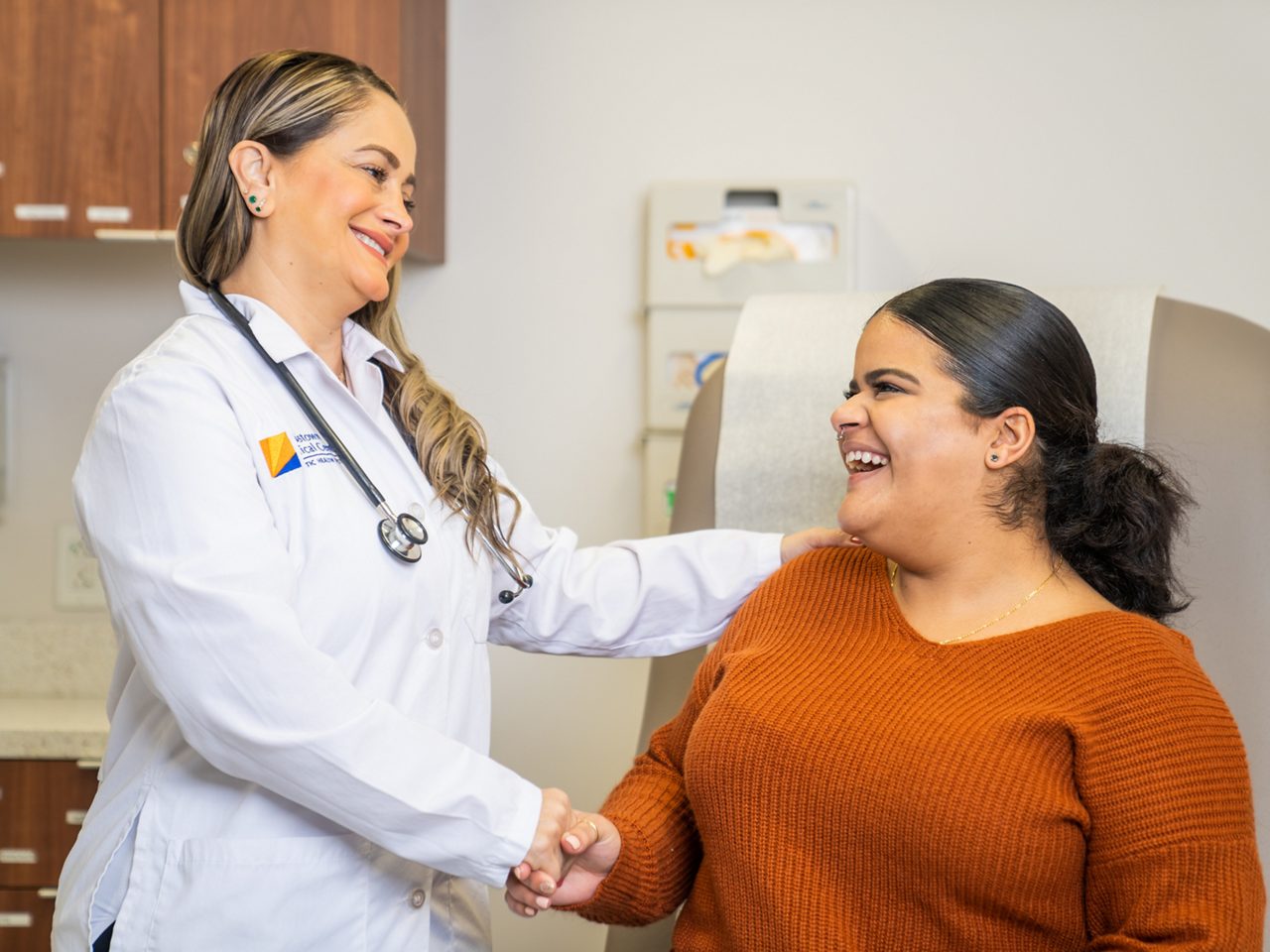 Doctor and patient at primary care appointment