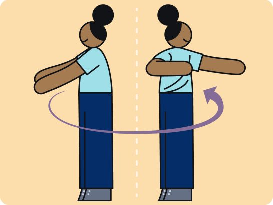 Illustration of a Hip & Spine Flexibility exercise.