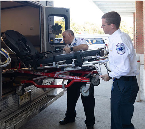 Atlantic Health EMTs transfer a patient from one facility to another.