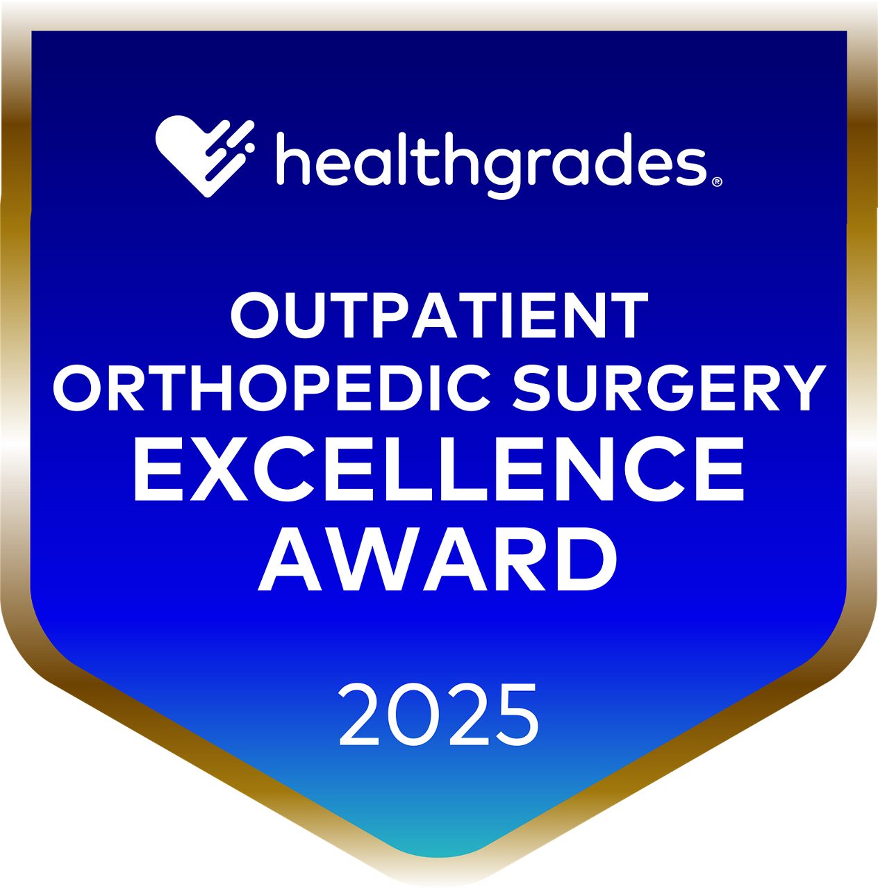 Morristown & Overlook medical center recognized for excellence in outpatient ortho surgery from Healthgrades in 2025 - badge