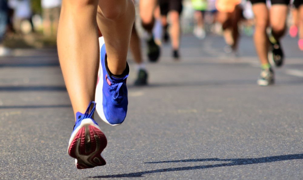 Woman running a marathon