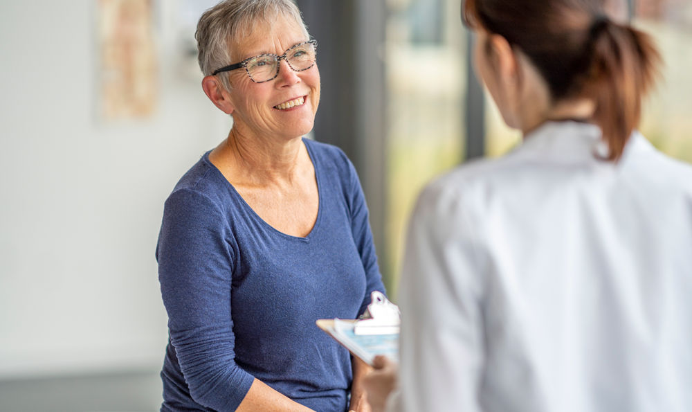Senior woman receiving care.